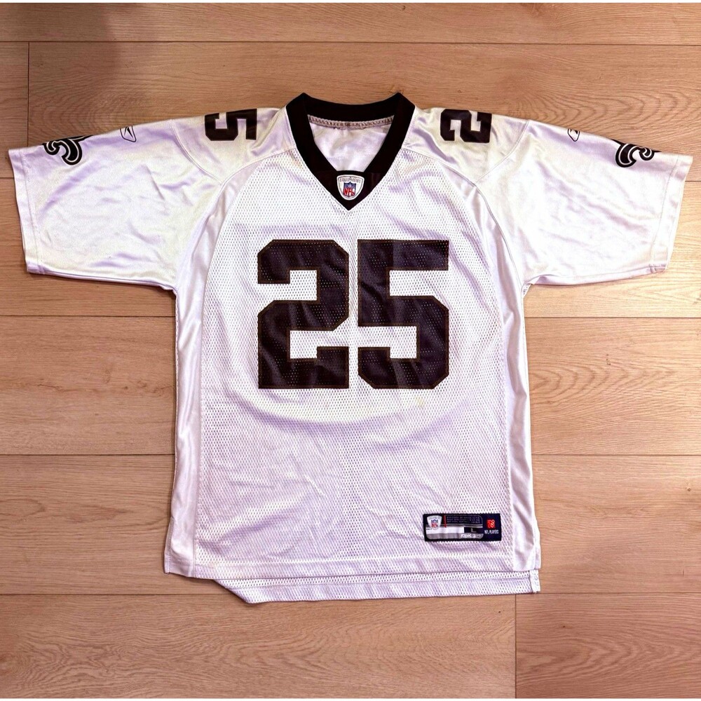 Reebok NFL New Orleans Saints Reggie Bush #25 White/Black Jersey, Size Large